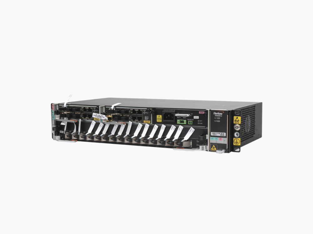 Fiberhome AN6000-2-AC OLT Carrier Class Modular GPON, 2 Ranuras, 1 Tarjeta GPOA de 16 puertos GPON, 1 Fuente de CA, 2 UR