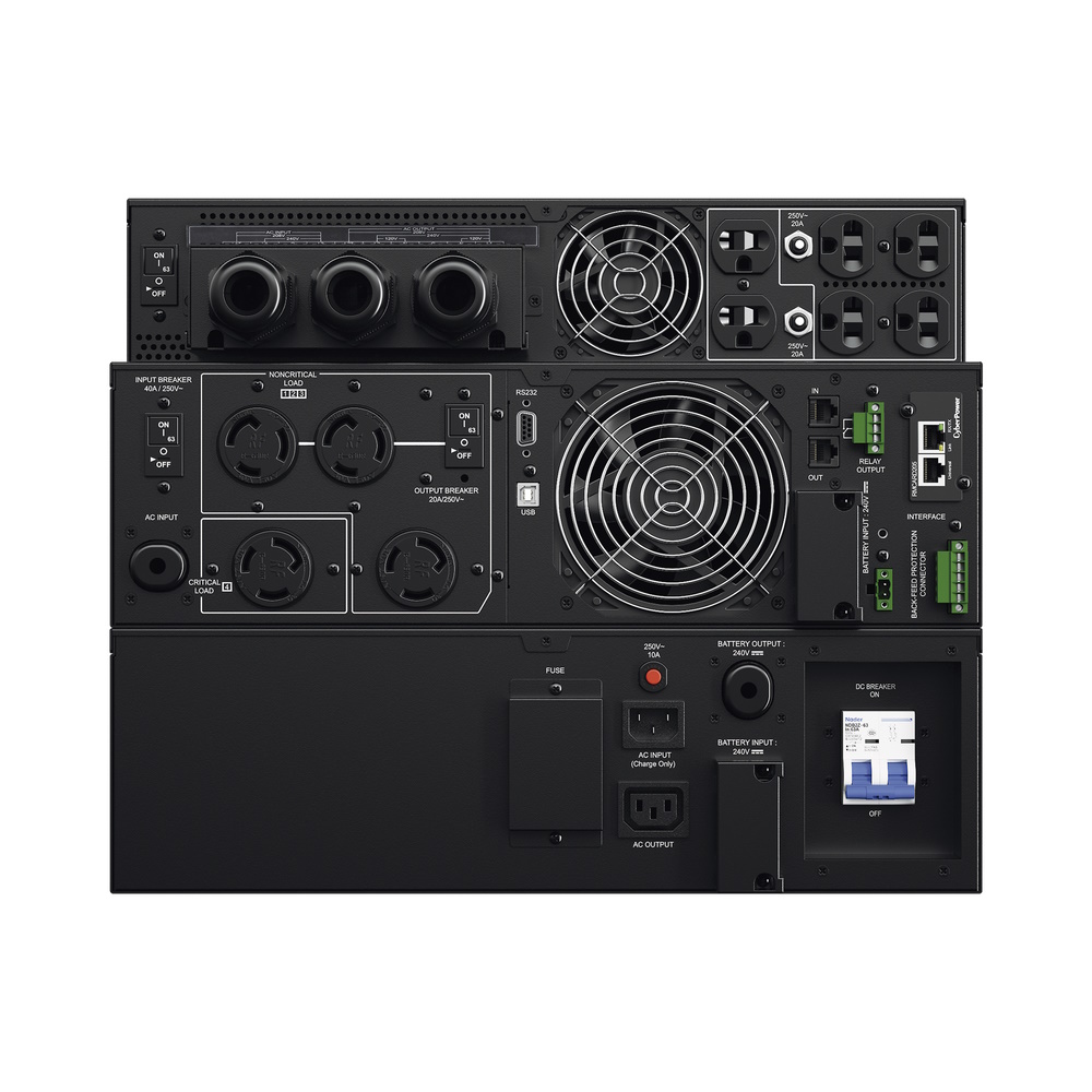 UPS CyberPower 6 kVA / 5.4 kW, (6000 VA/5400 W), Online Doble Conversión, 200 - 240v de Entrada NEMA L6-30P, 120 - 240v salida, Onda Senoidal Pura, Torre o Rack de 8 UR, Contactos: 6x NEMA 5-20R, 2x NEMA L6-20R y 1x NEMA L6-30R - Imagen 2