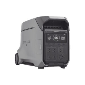 EcoFlow DELTA PRO, 4096Wh Litio LFP, 5 AC 4000W (8000W Pico), 2 USB-C 100W, Estación de Energía Portátil, Capacidad para Aumentar Respaldo, Cargador de Coche 10A a 12.6V, Conectividad WiFi y Bluetooth (App), Carga Solar 2600W Max.