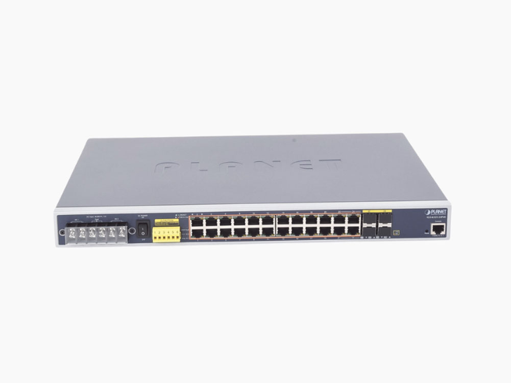 Planet IGS-6325-24P4S Switch PoE Industrial Capa 3, Con 24 Puertos PoE Gigabit 802.3af/at, 4 Puertos SFP Compartidos 100 / 1000X, Soporta temperaturas extremas de -40 ~ 75°C