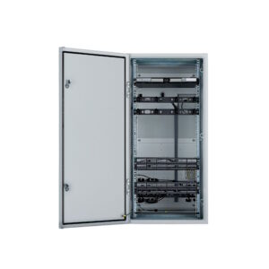 Gabinete Industrial Preconfigurado de Montaje en Pared, Fabricado en Acero Bajo en Carbono, Protección NEMA 4/12 IP66, de 26 UR, Color Gris