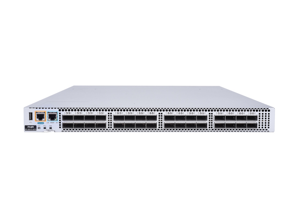 Switch Ruijie DCI para Data Center, 32 Puertos QSFP28 100G, VXLAN que Permite una Transmisión Ilimitada de Datos y una Asignación y Programación Flexible de Recursos.