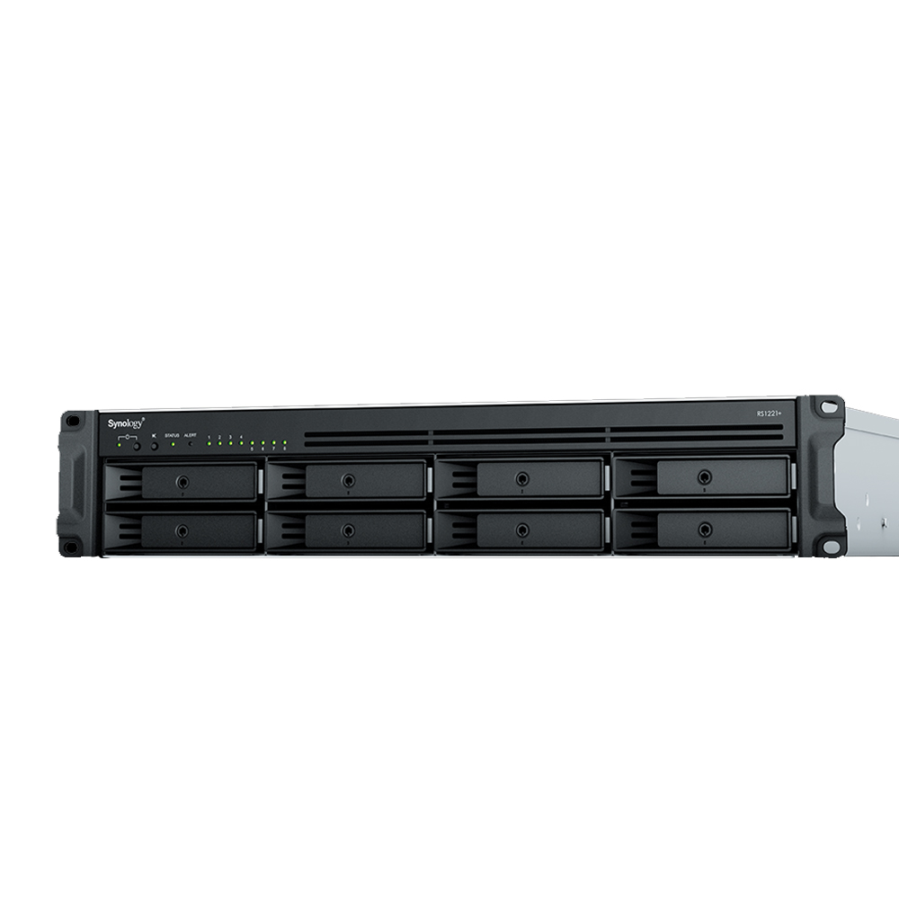 Synology RackStation RS1221+, Rack 2U, AMD Ryzen V1500B 4-core 2.2 GHz, 4GB DDR4, 8 BAHIAS, 4 LAN GIGABIT, HOT-SWAP, HASTA 128TB, W3y