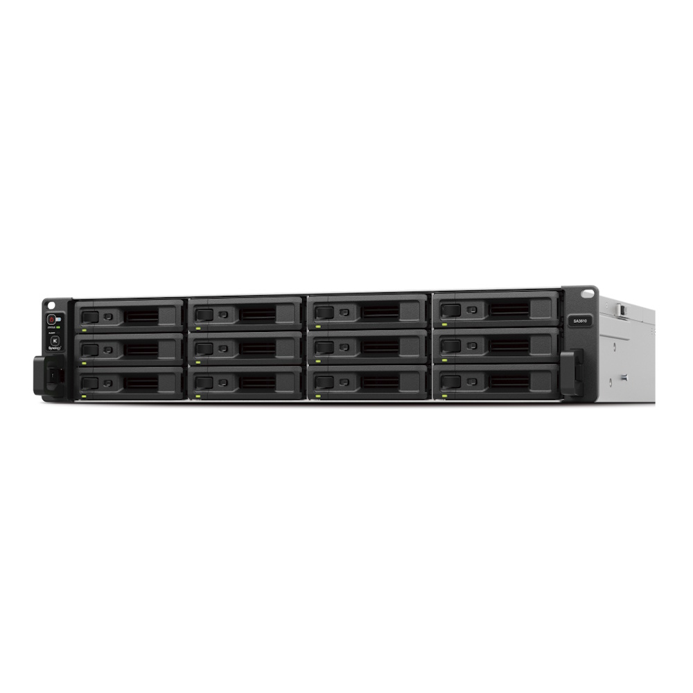 Synology SA3410, Intel Xeon D-1541 8 Nucleos, Ram 16 GB, Bahías 12, Red 4 Port RJ-45 1GbE + 2 Port RJ-45 10GbE, Mini-SAS HD, Fuente 2x 550W, 5yr