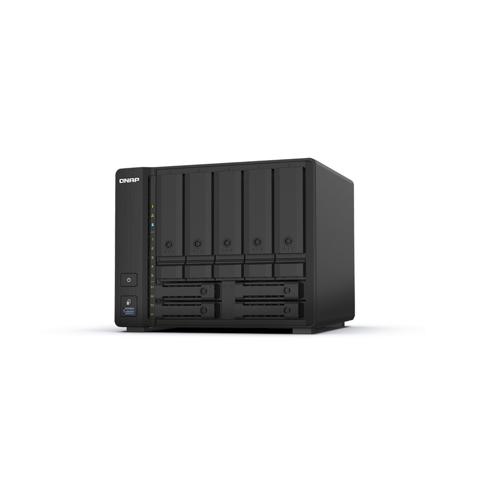 Nas Qnap TS-932PX-4G, Proc Cortex-A57 4núcleos, 5 BAHIAS 3.5" + 4 de 2.5", Ram 4 GB, Red 2 SFP+ 10GbE y 2 de 2,5GbE, 1yr