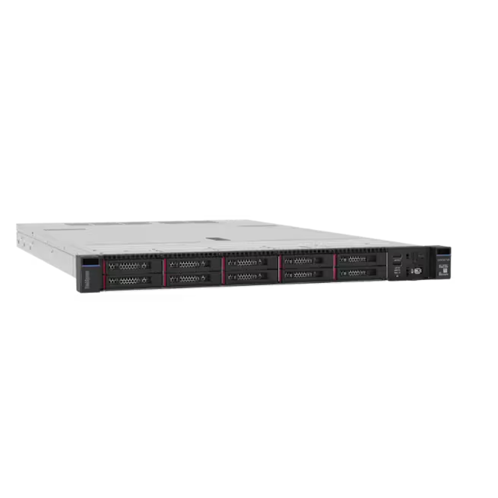 Servidor Lenovo ThinkSystem SR630 V4, Intel Xeon 6505P 12C 2.2GHz, Ram 32GB, 8x 2.5" SAS/SATA, M.2 RAID B540p 2HS SATA/NVMe Kit, RAID 940-8i 4GB Flash, 1GbE RJ45 4-port, 2x800W