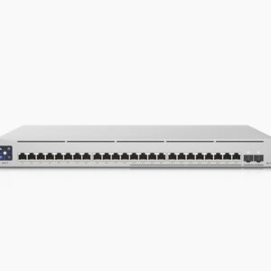 Ubiquiti USW-ENTERPRISE-24-POE UniFi Switch Empresarial, Capa 3, 24 puertos PoE 802.3af/at (12 puertos 2.5G y 12 puertos 1G) + 2 puertos 1/10G SFP+, 400Watts, pantalla informativa
