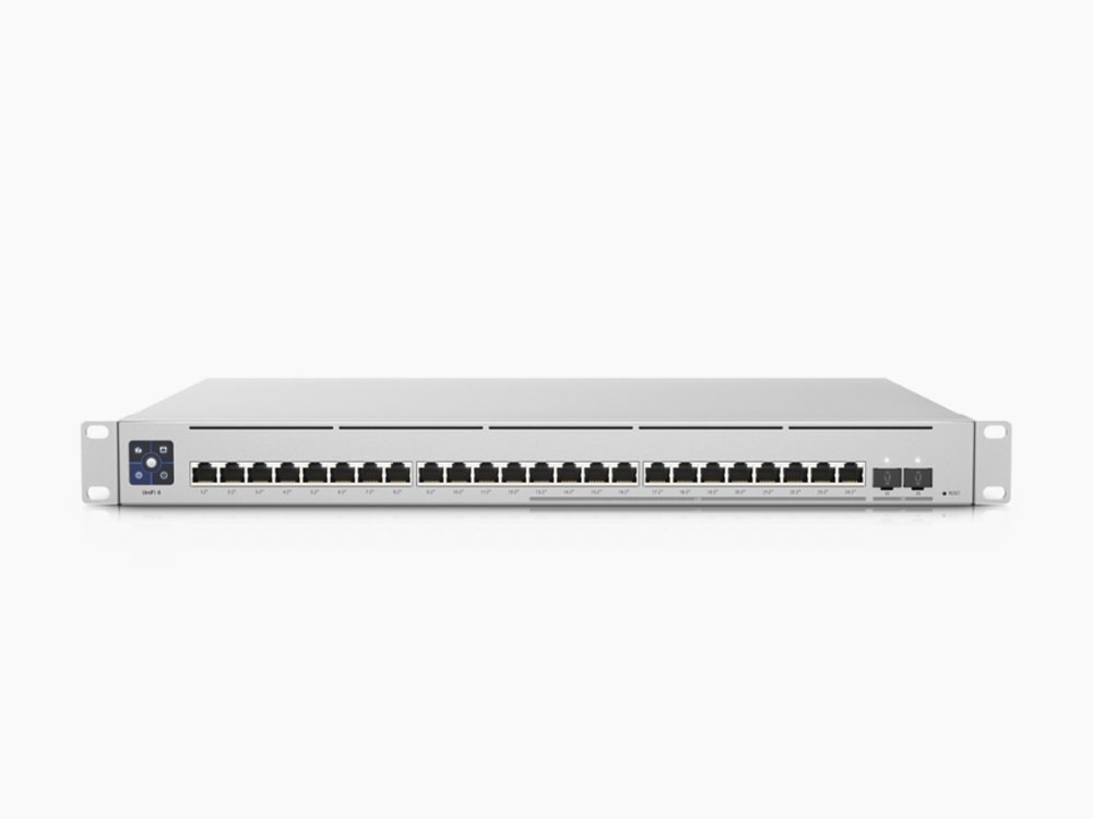 Ubiquiti USW-ENTERPRISE-24-POE UniFi Switch Empresarial, Capa 3, 24 puertos PoE 802.3af/at (12 puertos 2.5G y 12 puertos 1G) + 2 puertos 1/10G SFP+, 400Watts, pantalla informativa