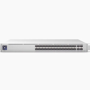 Ubiquiti USW-PRO-AGGREGATION Switch UniFi PRO Aggregation, Capa 3, Fibra Óptica 28 puertos SFP+ (10G) y 4 puertos SFP28 (25G), pantalla informativa